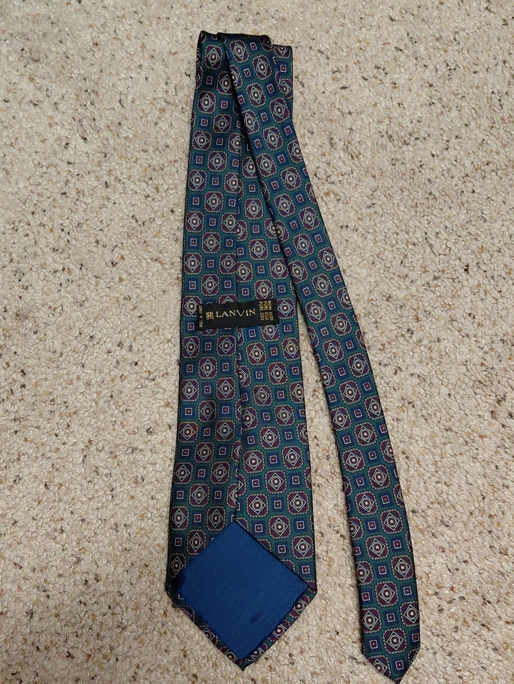 Lanvin Green Geometric Silk Tie